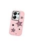 Redmi Note 13 Pro 4g Compatible Leopard Pattern Stars Pattern Shock Absorbing Camera Protected Pink Silicone Case - 4