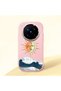 Vivo X200 Pro Compatible Retro Style Sun Moon Sea Wave Pattern Shock Absorbing Camera Protected Pink Silicone Case