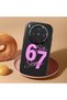 Vivo X300 Compatible Black Silicone Case with Number Six Seven Written Pattern and Shock Absorbing Camera Protection - 2