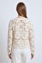 Beige Lace Embroidered Gold Button Standard Size Women's Cardigan/Jacket - 7