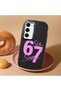 Samsung Galaxy S23 Compatible Black Silicone Case with Number Six Seven Written Pattern and Shock Absorbing Camera Protection - 2
