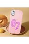 iPhone X/Xs Compatible Number Six Seven Written Pattern Shock Absorbing Camera Protected Pink Silicone Case - 2
