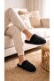 Women's Black Closed 3-Stripes House Slippers 3 cm Byndkap3C - 5