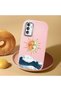 Pink Silicone Case for Samsung Galaxy M13 4G/M23 Compatible Retro Style Sun Moon Sea Wave Pattern Shock Absorbing Camera Protected - 2