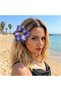 Bbatelieraccessories Blue Hawaiian Hibiscus Flower Hair Clip - Alaçatı Style Coast and Beach Accessory - 3