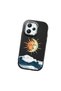 Redmi 12 4G/5G Compatible Retro Style Sun Moon Sea Wave Pattern Shock Absorbing Black Silicone Case with Camera Protection - 4