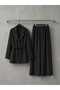 Women's Lace-Up Classic Jacket and Wide-Leg Comfortable Cut Pants Set - 8