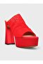 Women's Summer 15cm Thick Heeled Slippers - 574 1141 - Red Satin-Red Mesh - 2