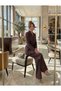 Women's Lace-Up Classic Jacket and Wide-Leg Comfortable Cut Pants Set - 7