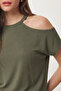 3-Pack Cut Out Detailed Viscose Blouse Lrn0068 Black Khaki Dark Blue - 3