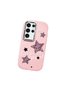 Pink Silicone Case with Leopard Pattern Stars Pattern Compatible with Samsung Galaxy S23 Ultra Shock Absorbing Camera Protection - 3