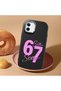 iPhone 12/12 Pro Compatible Black Silicone Case with Number Six Seven Written Pattern, Shock Absorbing Camera Protection - 2