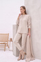 Hair Braided Slit Crew Neck Sweater-Pants Women's Knitwear Set - 3