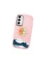 Samsung Galaxy A05S Compatible Retro Style Sun Moon Sea Wave Pattern Shock-Absorbing Camera Protected Pink Silicone Case - 3