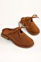 Women's Mustard Yellow Perforated Comfortable Heeled Ribbon Slippers - 3