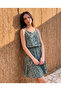 Women's Rope Strap V-Neck Buttoned Patterned Short Single Jersey Dress - 3