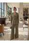 Women's Lace-Up Classic Jacket and Wide-Leg Comfortable Cut Pants Set