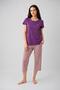 Premium Women's Crew Neck Modal Cotton Regular Fit Short Sleeve Capri Pajama Set - 4