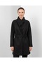 High Collar Belted Lined Trench Coat 6041