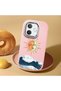 Oppo A5 Pro 4G/5G Compatible Retro Style Sun Moon Sea Wave Pattern Shock Absorbing Camera Protected Pink Silicone Case - 2