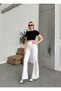 Women's Spanish Leg Slit Lace Detailed Scuba Leggings Trousers Zyn-58658 - 3