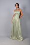 Women's Pleated Strapless Collar Lined Janjan Chiffon Long Dress