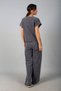 Women's V-Neck One-Shoulder Button Detailed Blouse Elastic Waist Pocketed Wide-Leg Pants Lyocell 2-Piece Set - 4