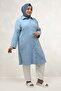 68074 Plus Size Buttoned Low Sleeve Tunic - Baby Blue - 3