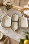 Tree of Life Series 4 Piece Ceramic Rectangular Breakfast Appetizer Olive Bowl Snack Bowl Set