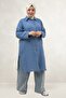 68074 Plus Size Buttoned Low Sleeve Tunic - Cold Blue - 3