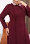 Plus Size Polo Neck Modal Fabric Dress - 7