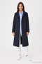 Shirt Collar Belted Navy Blue Trench Coat 13751