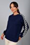 Women's Long Sleeve Blouse with Zigzag Stripe Pattern - 2