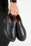 Genuine Leather Men's Casual Shoes +4.5 cm Height Increasing Thick Sole Daily Laceless Comfort Black Loafer Venice - 4