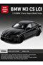 Bmw G80 M3 Cs Lci 1:18 Scale Metal Diecast Model Car Licensed Model Vehicle Black - 2