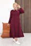 Plus Size Polo Neck Modal Fabric Dress - 5