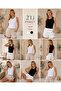 Women's Ribbed Ribbed Zero Sleeve 2-Piece Black-White Basic Blouse 001 - 4
