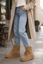Wr-8603 Women's Camel Color Lace-Up Fur Detailed Thick Soled Winter Boots
