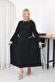 Plus Size Pleated Dress with Stone Detail in Modal Fabric - 2
