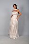 Women's Pleated Strapless Collar Lined Janjan Chiffon Long Dress