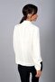 Women's Pleated Front Long Sleeve Crepe Satin Blouse - 4
