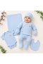 Newborn Baby Boy Organic Cotton 7-Piece Hospital Discharge Set – Blanket and Bodysuit Set 0-3 Months - 7