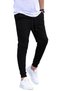 Set of 3/3 Pieces Unisex Ribbed Regular Black Gray Navy Blue Color Sports Sweatpants - 5
