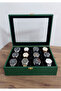 12-Piece Leather Covered Wooden Watch and Jewelry Organizer Box, Storage Box