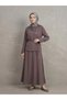Lunsera Women's Plasma Fabric Cross-Buttoned Hijab Set - Light Brown
