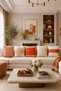 Orange Bone Color 5-Piece Throw Pillow Cover Set Twill Fabric Hidden Zipper (43X43 cm) - 2