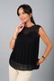 Women's Transparent Collar Lined Pleated Crepe Chiffon Blouse - 2