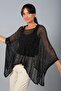 Women's Mesh Knit Asymmetrical Cut Poncho Blouse - 3