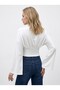 Women's Loose Sleeves, Fitted Waist, Half Sleeve, Stretchy Blouse, White - 4