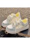 Women's Green and White Floral Mesh Chunky Sneakers - 2